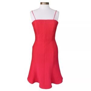 Flores & Flores Coral Pink Pleated Fit & Flare Midi Dress – Women’s 4